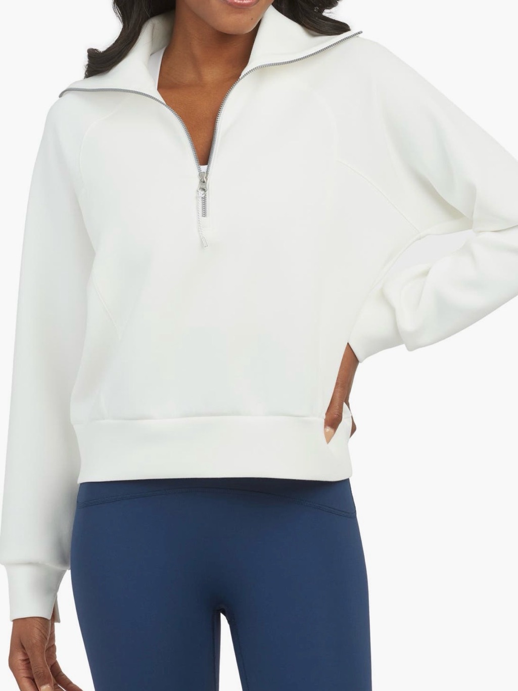 Spanx Airessentials Women’s White Half-Zip Pullover Sweatshirt Top -Size Xl, Nwt